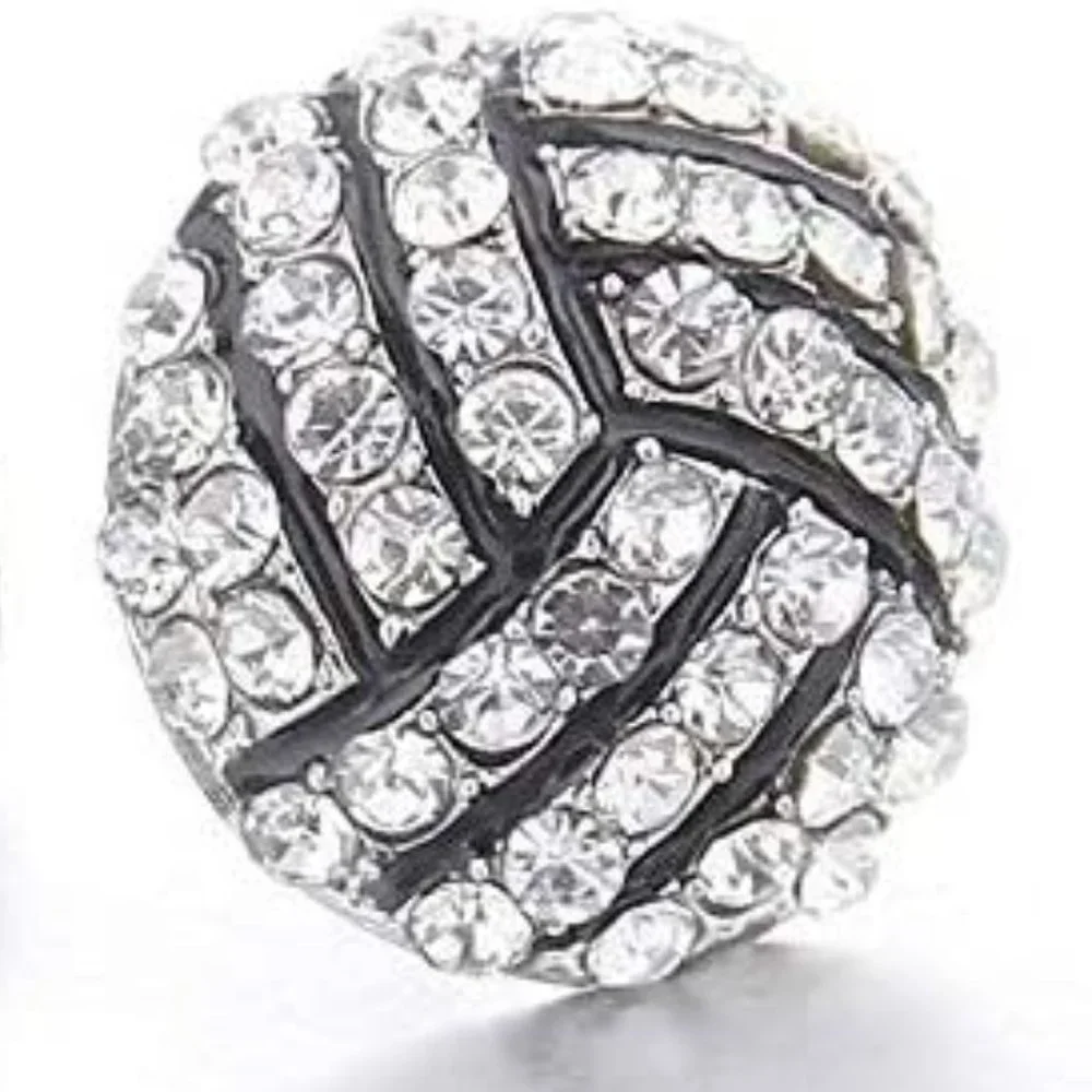 Volleyball Sports‎ Stud Earrings - Rhinestone Crystal Bling, Athletic Fashion - Picture 4 of 4